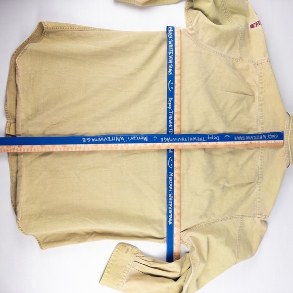Vintage 90s Scouting Shirt Women Medium Tan Embroidered Patches Safari Utility - Picture 9 of 9